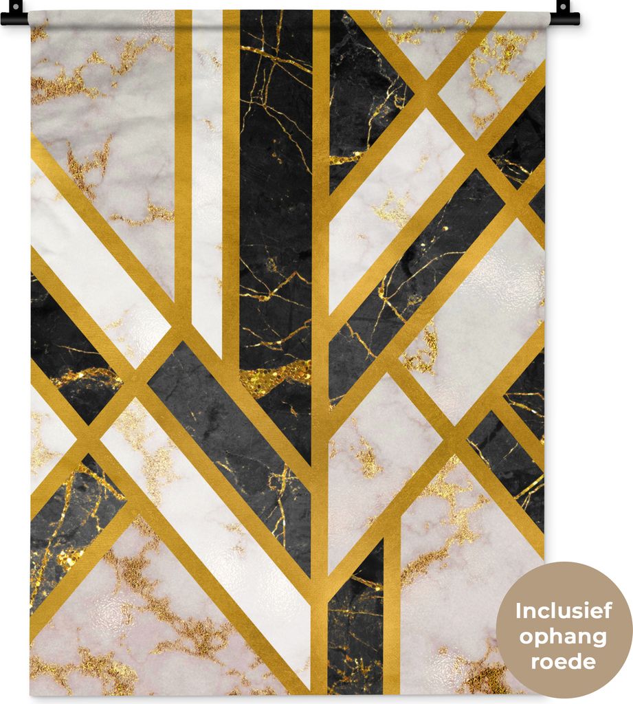 MuchoWow Wandteppich Wandbehang Marmor - Gold - Design 60x80 cm Tapisserie Dekoration Wandtuch - Decke - Wandtücher - Wohne