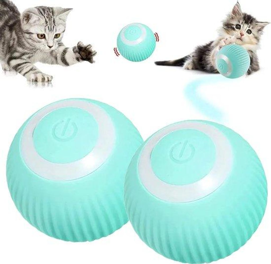 Interaktives Katzenspielzeug, intelligente Ballen, automatisches Rollenspiel, USB-ladbar - Grün