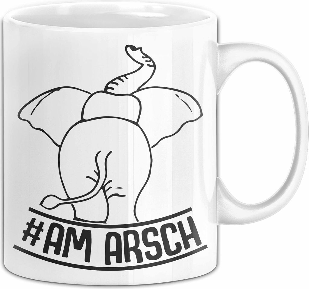 Elefant Tasse Geschenk Am Ars*** Geschenkidee Büro Elefanten-Liebhaber Geschenkidee (Weiß)