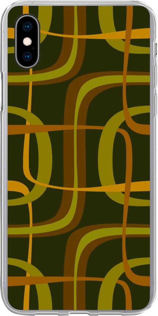 MuchoWow Handyhülle Schutzhülle Hülle für Telefoonhoesje iPhone Xs 70er Jahre - Retro - Grün Silikon Softcase Handy Hülle - Handytasche