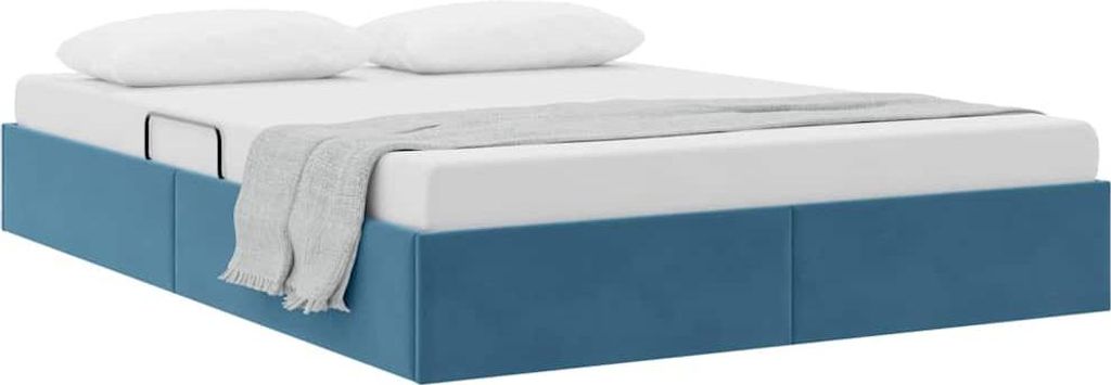 vidaXL Aufbewahrungsbett mit Kopfteil Dunkelblau 140 x 200 cm Samt