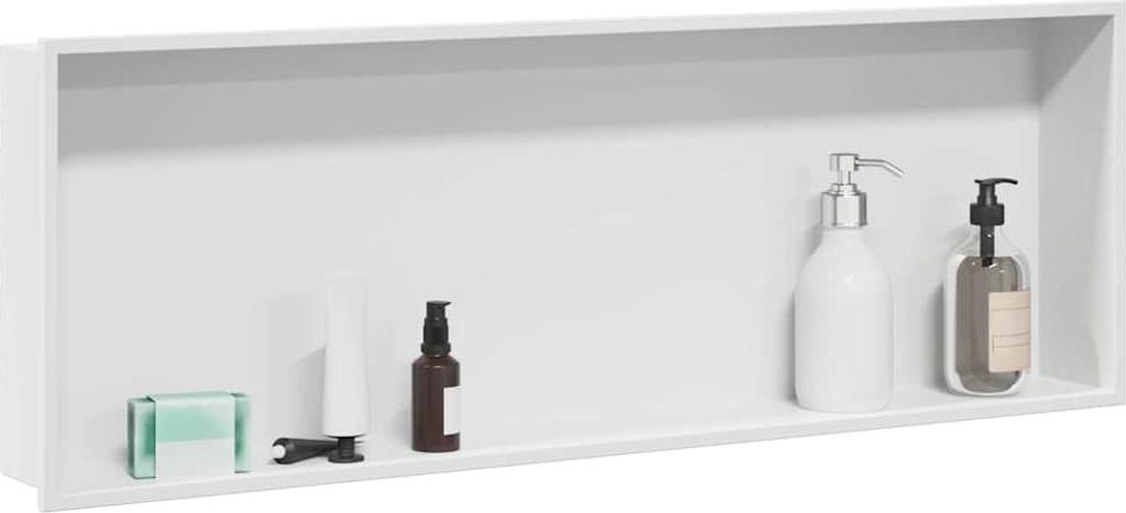 (Design 2026) Duschnische Weiß 90 x 30 x 9,5cm Edelstahl - Duschabtrennungen HOMMIE 219541
