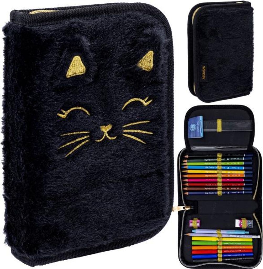 Pirnik pojedynczy z wyposaeniem Astrabag Fluffy Kitty Black