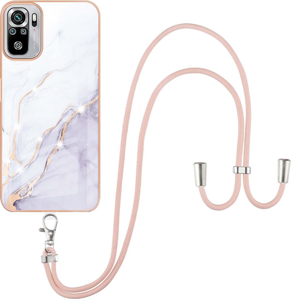 Redmi Note 10 4G Handykette Hülle, Ultra Dünn Soft TPU Bumper Anti-kratzt Schutzhülle mit verstellbarem Tragegurt für Xiaomi Redmi Note 10 4G /...