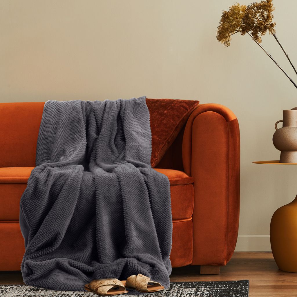 Deko Wohnzimmer Decke Kuscheldecke Tagesdecke Boho Sofadecke Waschbar Flauschig 200x240cm Anthrazit