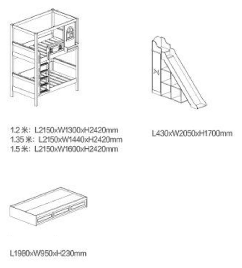 Doppelstockbett Kinderbett Jugendbett Stockbett Etagenbett Holz mit Rutsche