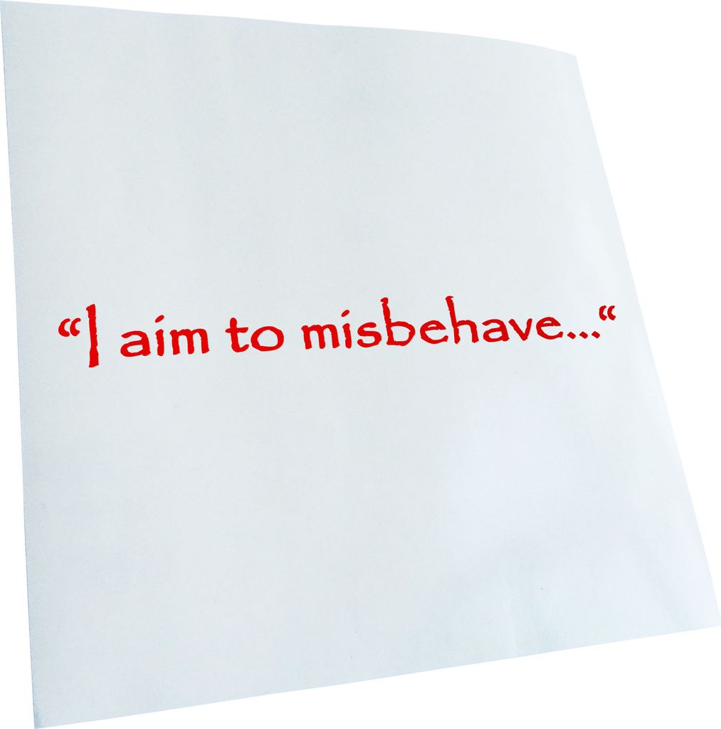 Kiwistar - Autoaufkleber - rot - 60 x 7 cm - I aim to Misbehave - Heckscheibenaufkleber - Aufkleber für Auto Kfz Fahrrad, LKW, Truck Mofa