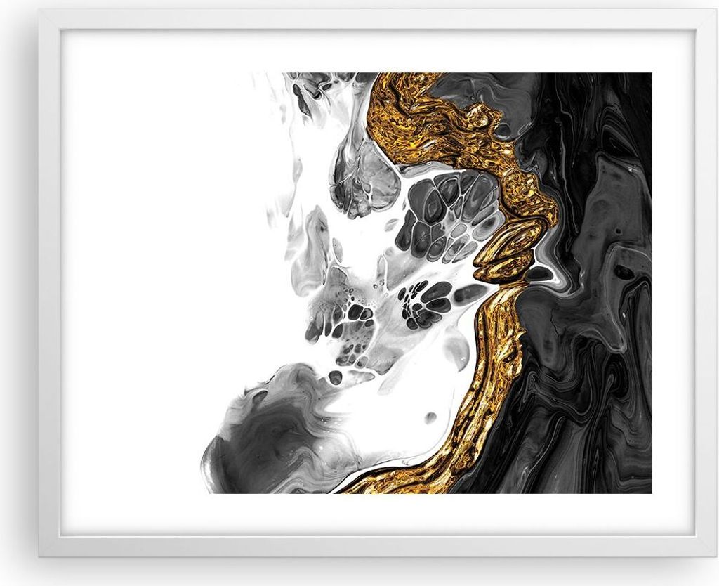 Gerahmtes Poster - Weißer Rahmen - Abstraktion verschüttet Kontrast - 50x40 cm - Wand Bild - Wanddeko - Wandbilder - Kunstposter - Wandposter - B...