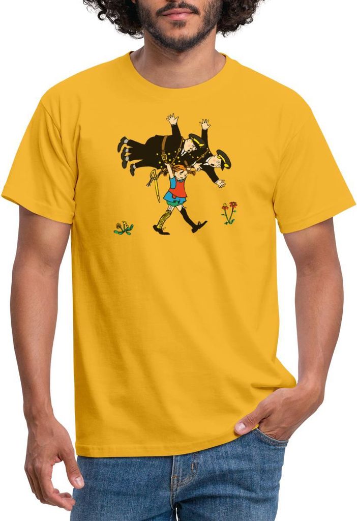 Spreadshirt Pippi Langstrumpf Pippi Und Die Polizei Männer T-Shirt, 3XL, Gelb