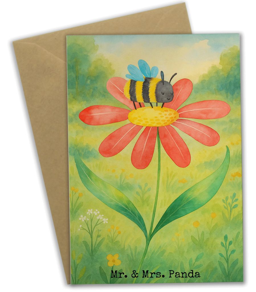 Mr. & Mrs. Panda Klappkarte Hummel Blume Design - Weiß - Geschenk, hochzeitskarten, Hummeln, Grußkarten, Biene, weihnachtskarten, Beileidskarte, ...
