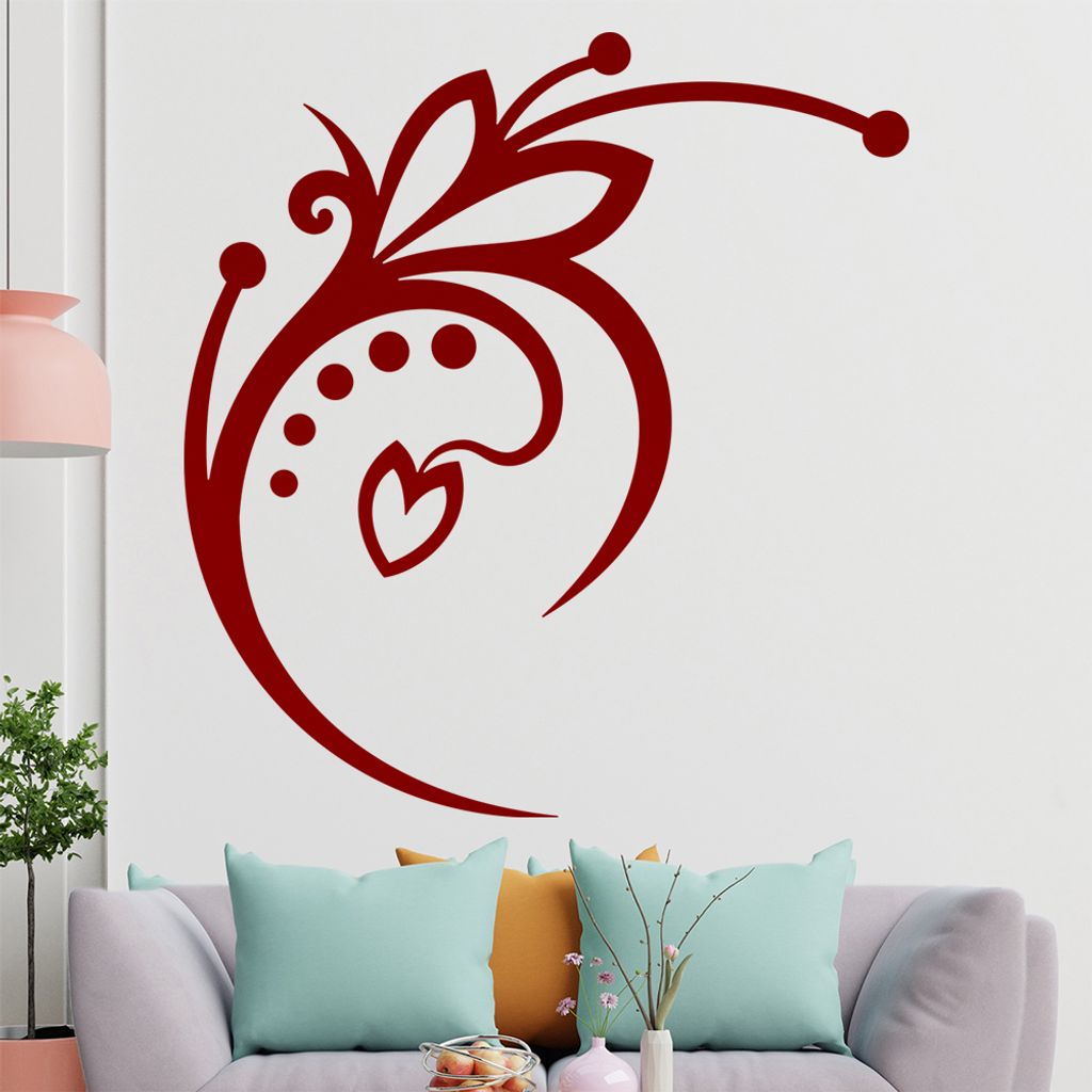 Blume - Linien Punkte Wandtattoo in 6 Größen - Wandaufkleber Wall Sticker - Dekoration, Küche, Wohnzimmer, Schlafzimmer, Badezimmer
