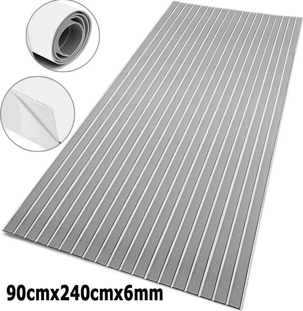 Tapis de sol pour bateau 240x90 cm en mousse EVA antidérapante gris