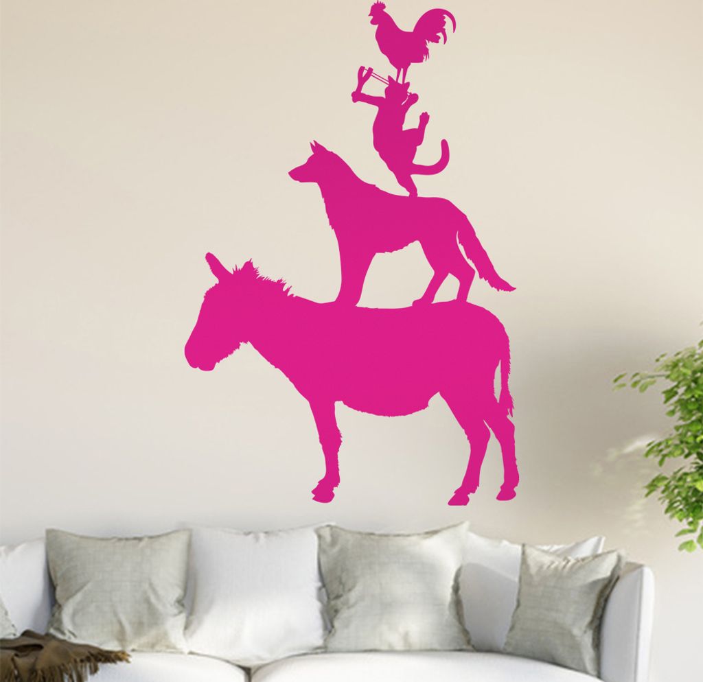 Bremer Stadtmusikanten Wandtattoo in 6 Größen - Wandaufkleber Wall Sticker - Dekoration, Küche, Wohnzimmer, Schlafzimmer, Badezimmer