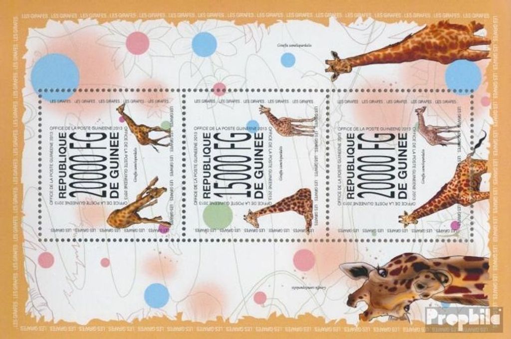 Briefmarken Guinea 2013 Mi 10085-10087 Kleinbogen (kompl. Ausgabe) postfrisch Giraffen