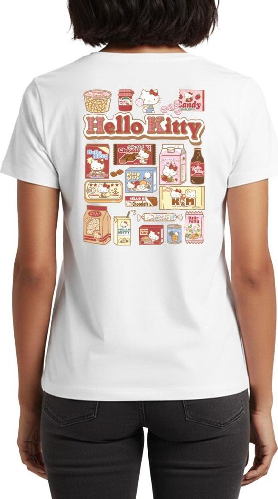 Spreadshirt Hello Kitty Snack Collage Frauen Premium T-Shirt, XL, Weiß