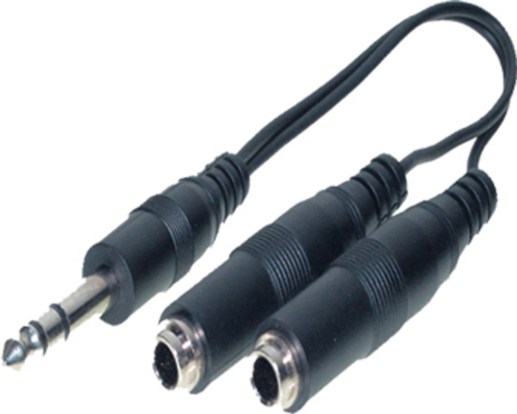 Adapterkabel 6,3mm Klinke Stereo Stecker / 2 x Buchse, ca. 0,2m, Good Connections