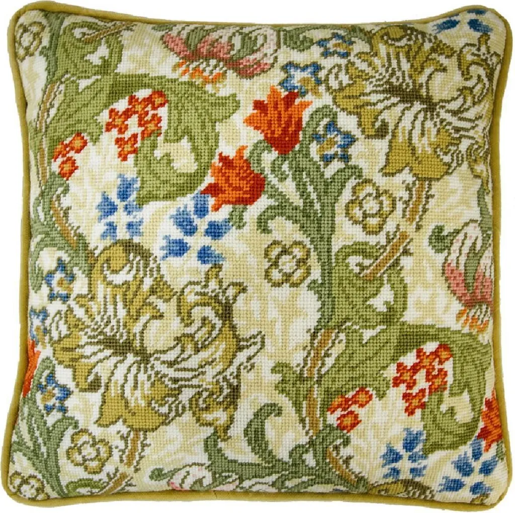 Canevas à Broder Coussin Lys Doré 35.5cm pour Loisirs Créatifs DIY