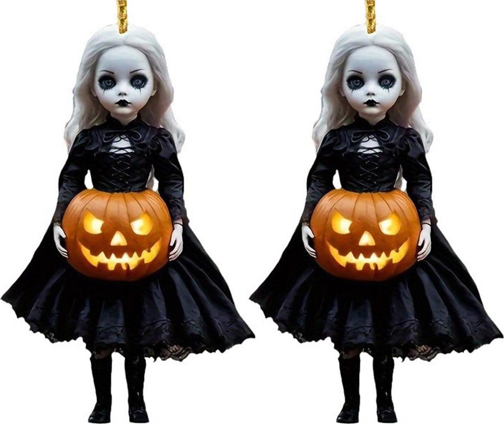 Halloween-Kürbis-Prinzessin-Anhänger, Auto-Hängeornament, Acryl-Rückspiegel-Charme, festliche Party-Dekoration für Wand, Tür, Zimmer