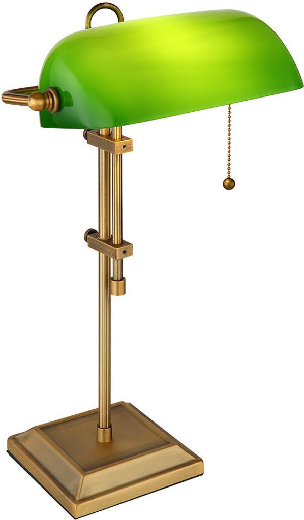 LED Bankerlampe Tischlampe, grün, messing, Produktbild 9