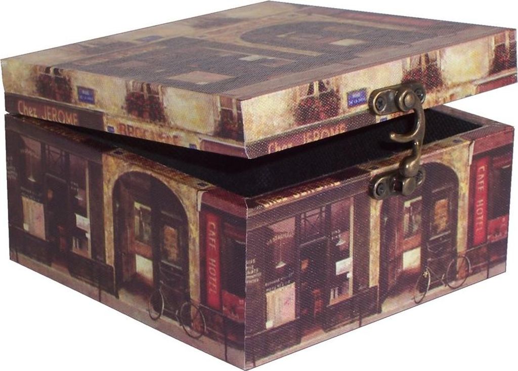 462 Massivholz Box in Leinenoptik , Box ca. 14,5 x 14,5 x 8,5 cm