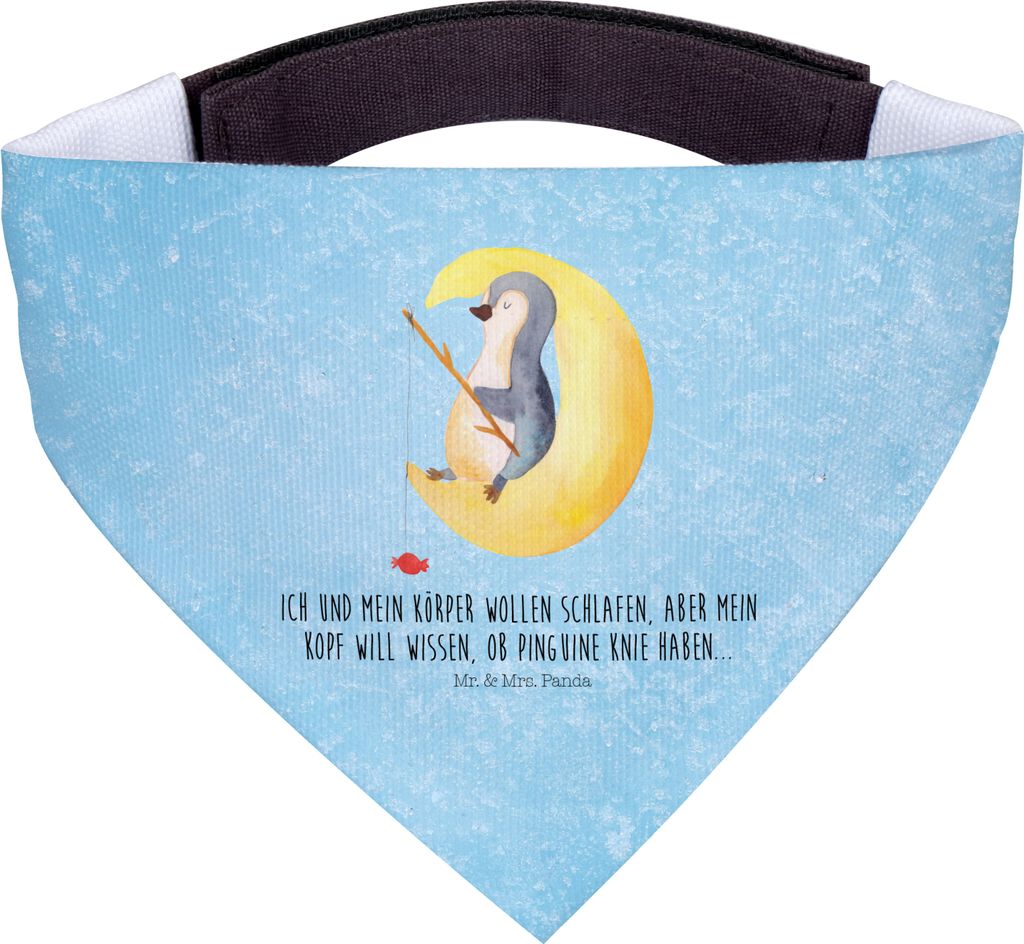Mr. & Mrs. Panda Bandana Pinguin Mond - Eisblau - Geschenk, Neugierig, Dreieckstuch, Halstuch Für Hunde, Hund, schlafen, Spruch, Hundehalstuch, Sc...