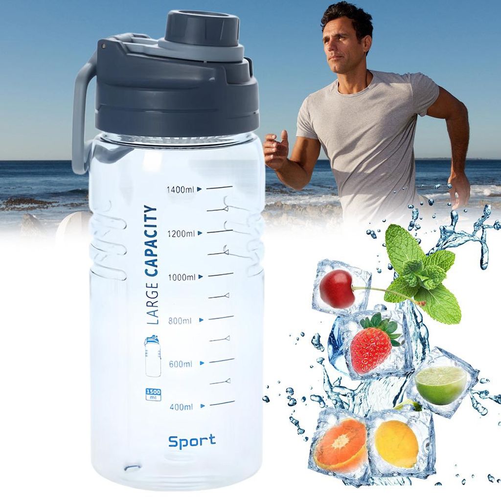 Trinkflasche, 1,5L Wasserflasche, Auslaufsicher Sport Produktbild 