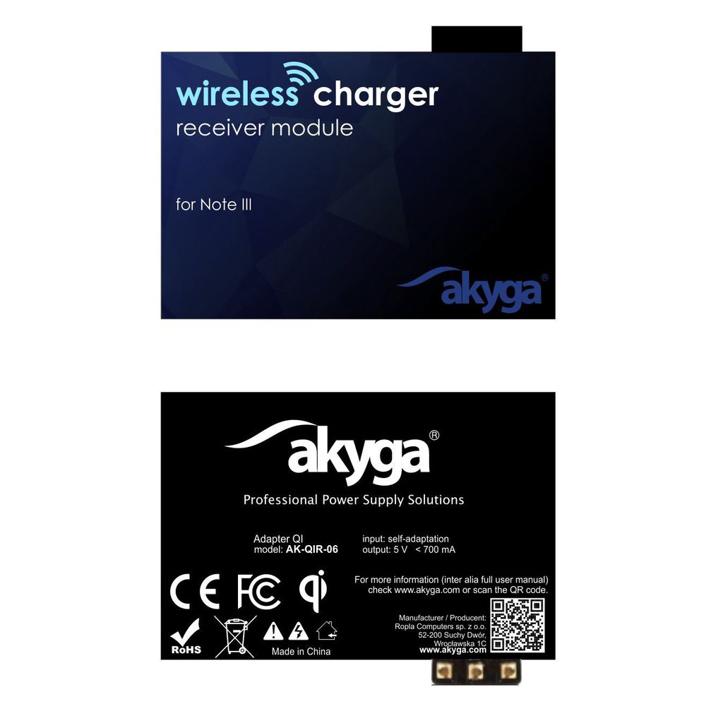 Akyga AK-QIR-06 Adapter bezprzewodowego ładowania indukcyjnego QI Samsung Note 3