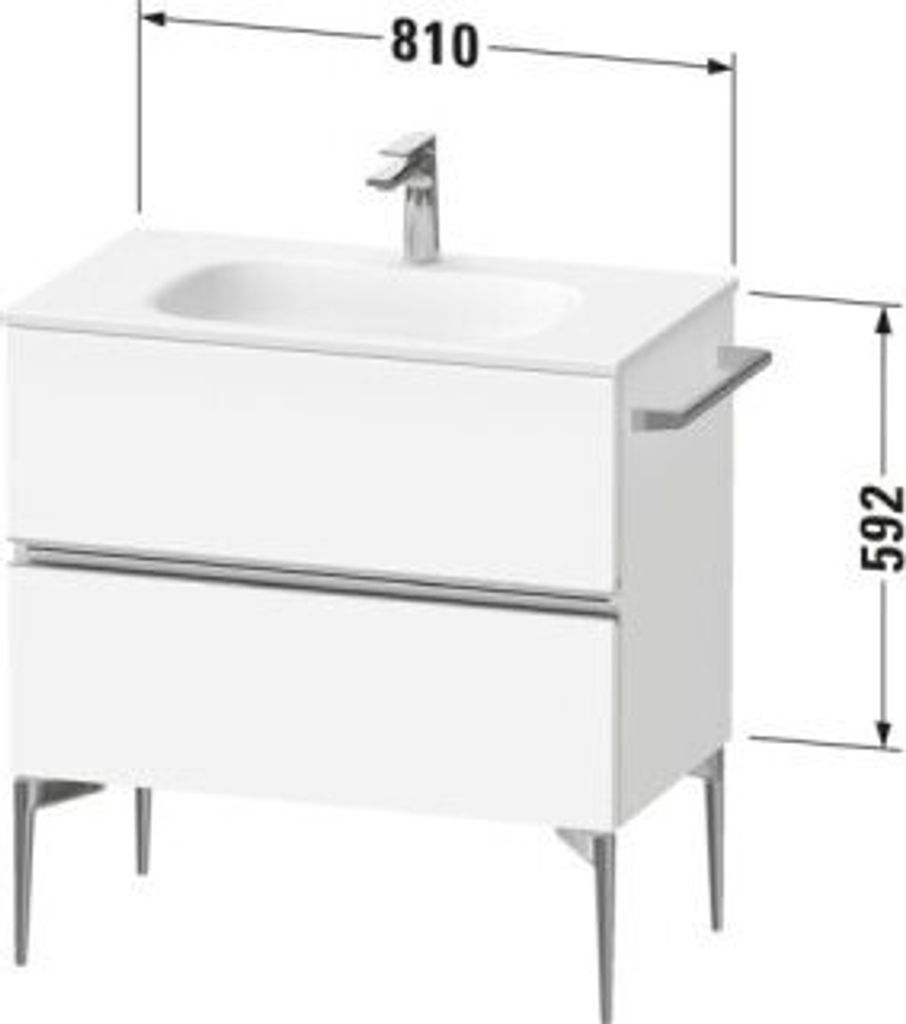 Duravit Sivida Waschtischunterbau, 2 Schubkästen, Griffleiste Diamantschwarz Matt, 810x477x592mm, zu Sivida, SV46510BD180000