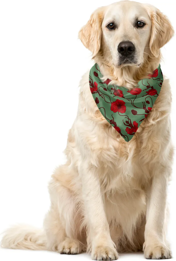 ABAKUHAUS Bandana Cani Papavero Floreale 40x40cm - Accessorio Pet Premium
