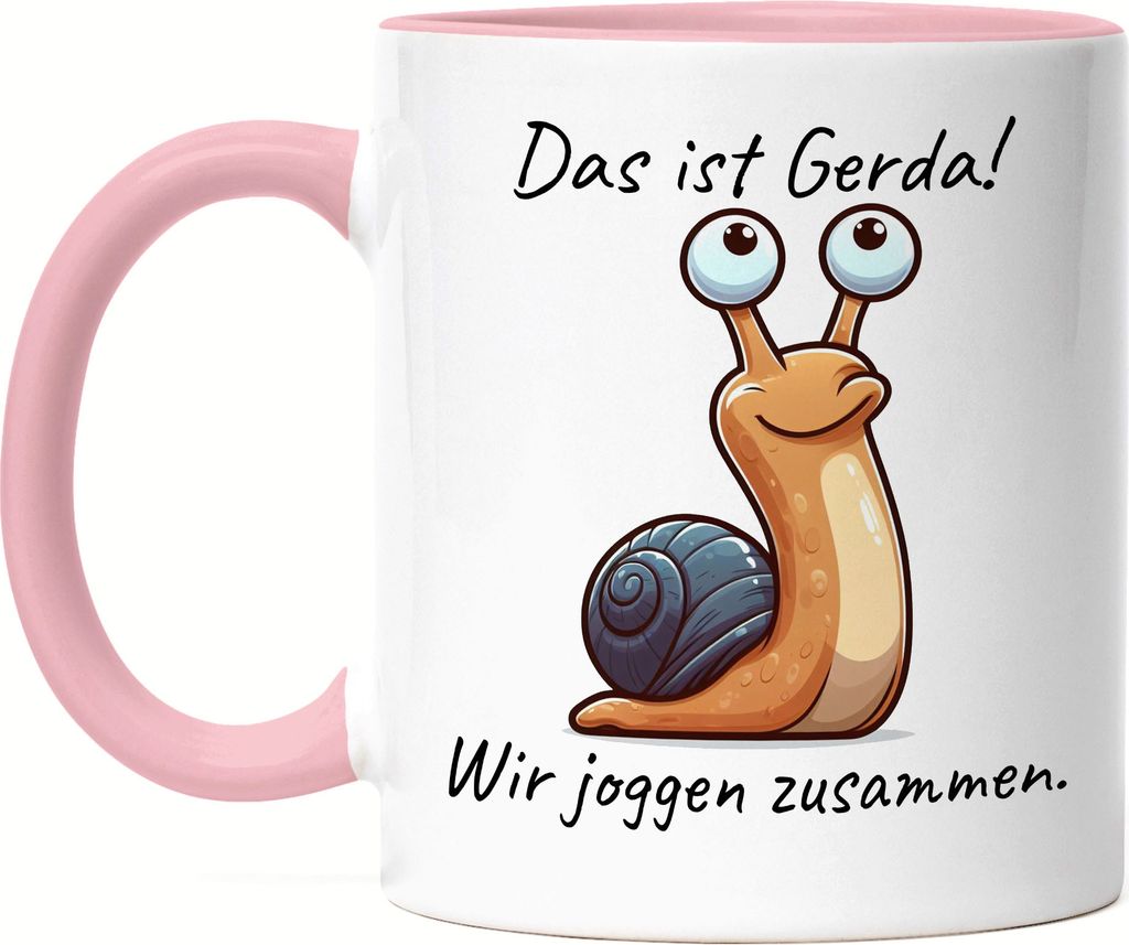 Das ist Gerda wir joggen zusammen Tasse Rosa Lauf-Anfänger Geschenk Lustig