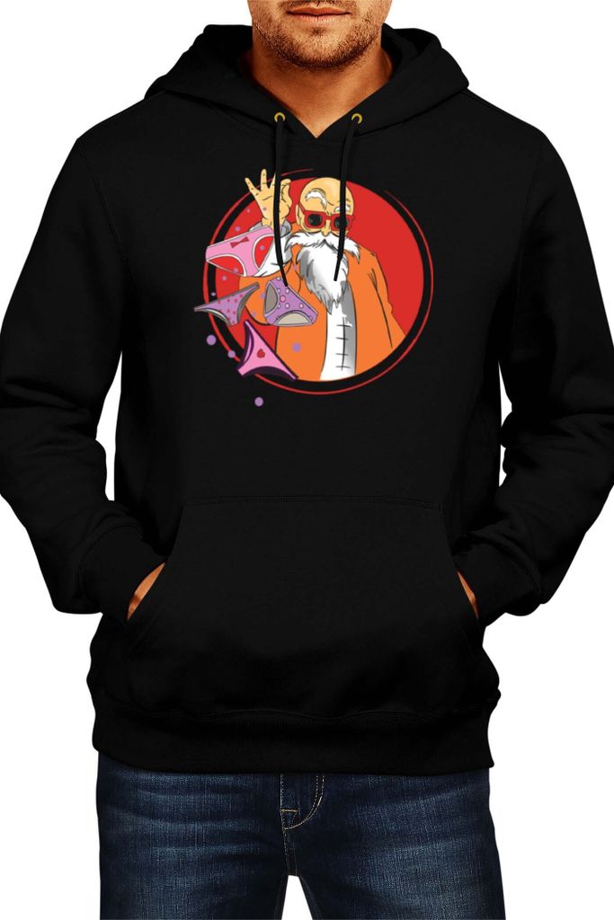 Herren Kapuzenpullover Japan Anime Manga Comics Dragon Anime Manga Ball Z Master Roshi 03, Man 2XL / Schwarz