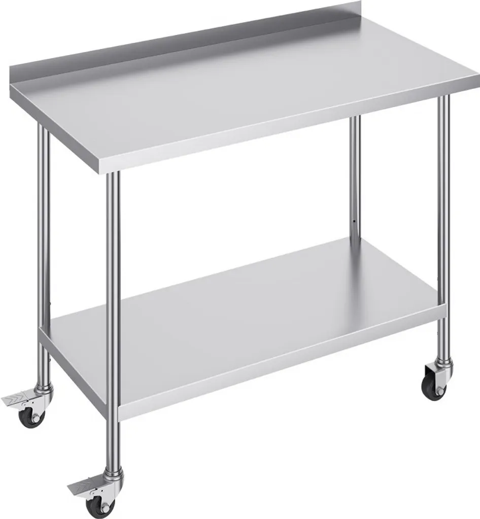 Table de préparation inox professionnelle avec roulettes et hauteur réglable