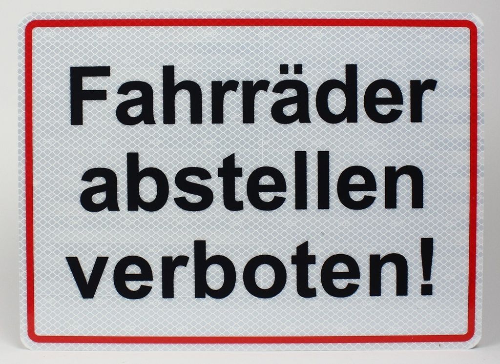 Aluminium Schild reflektierend Fahrräder abstellen verboten Produktbild 