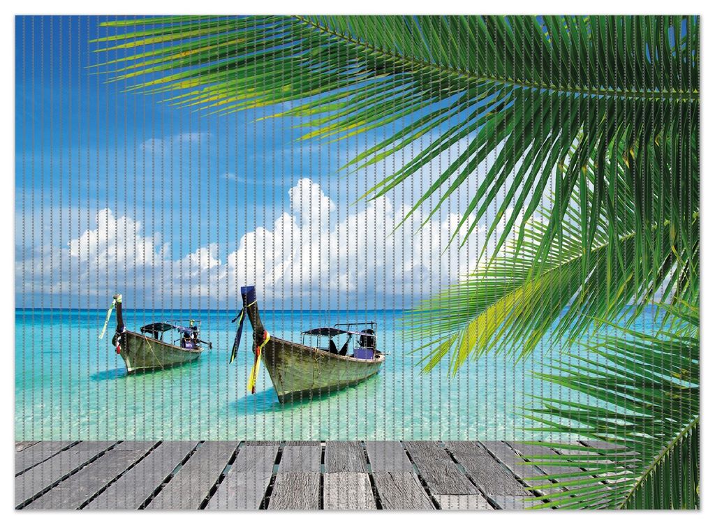 Wallario Duschmatte Antirutschmatte Badmatte Fußmatte Sonnenboot in der Karibik, Größe ca. 90 x 65 cm
