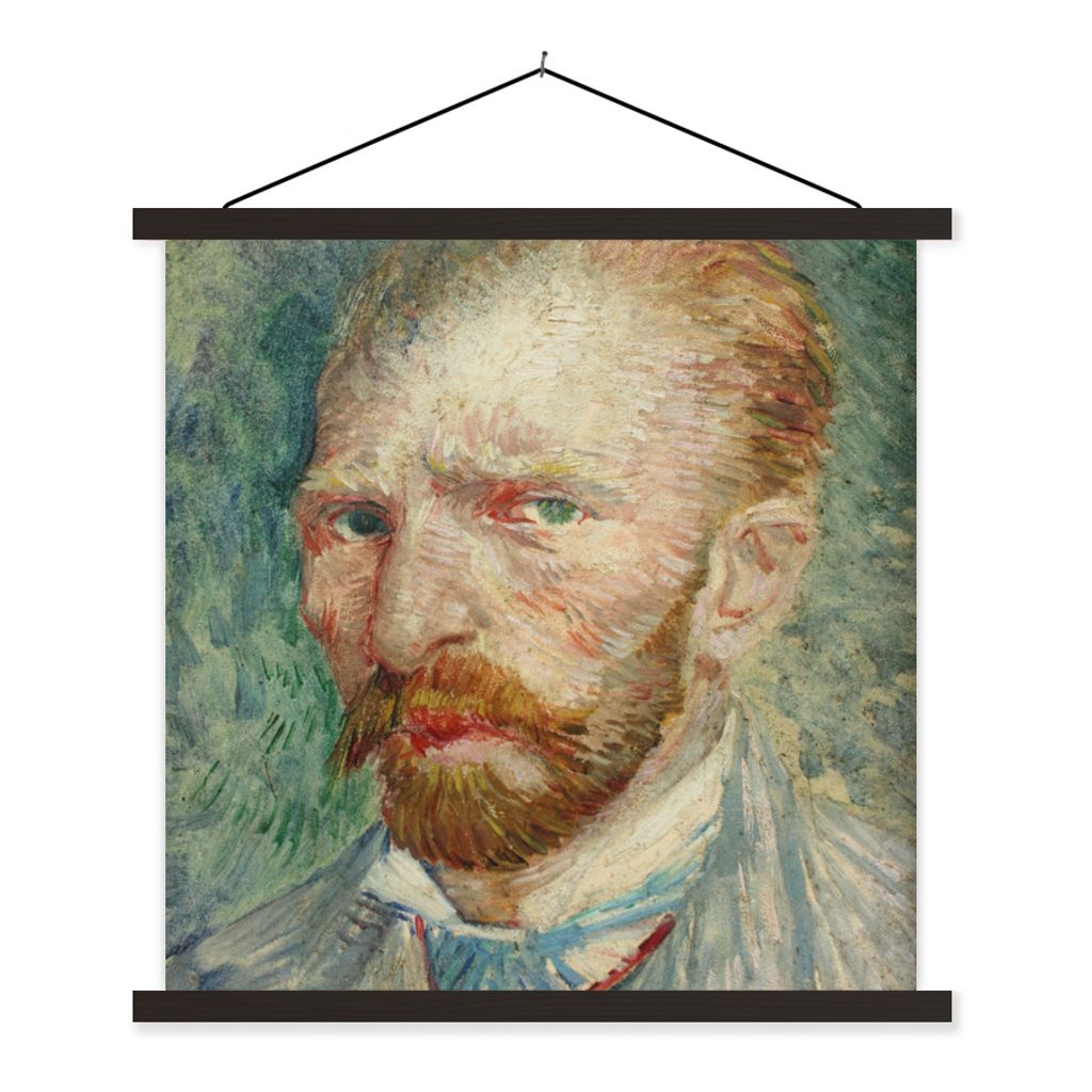MuchoWow Textilposter Selbstporträt - Vincent van Gogh 90x90 cm mit schwarzem Rahmen - Magnetisches