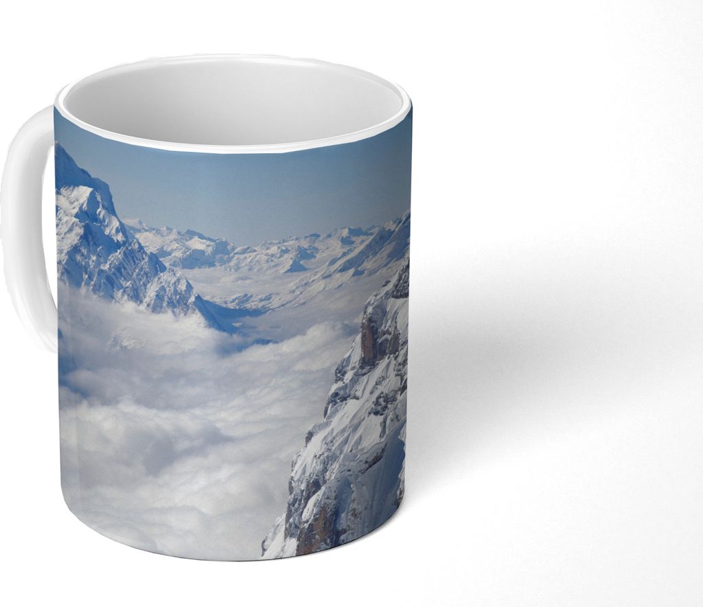 MuchoWow Tasse Kaffeetasse Kaffeebecher 350 ml Alpen - Schnee - Berg Teetasse - Fototasse - Becher - Keramikbecher - Teebecher - Kaffeetasse - B...