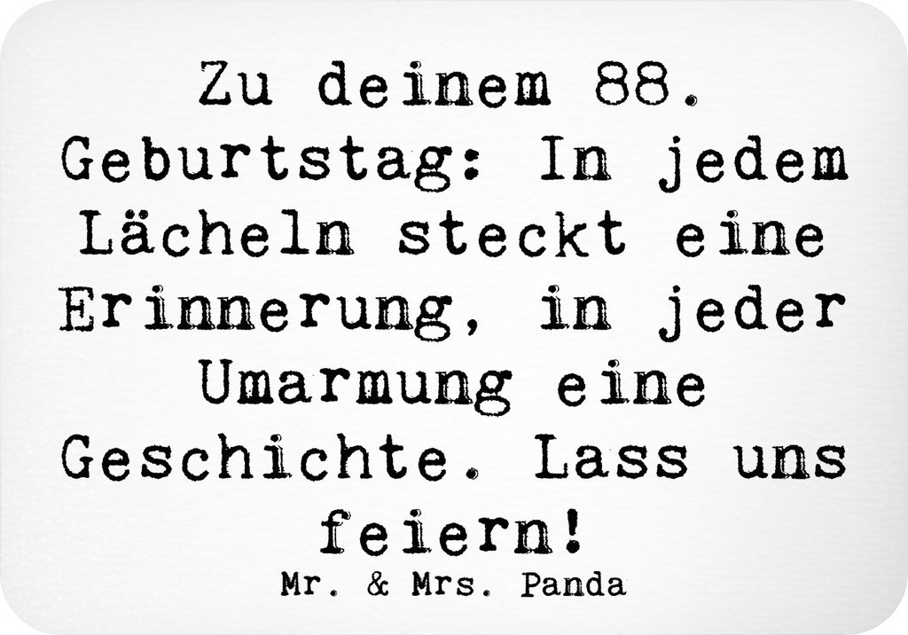 Mr. & Mrs. Panda Kühlschrankmagnet Spruch 88 Geburtstag - Weiß - Geschenk, Happy Birthday, besondere Anlässe, 88., Lächeln, Glückwunsch, küch...