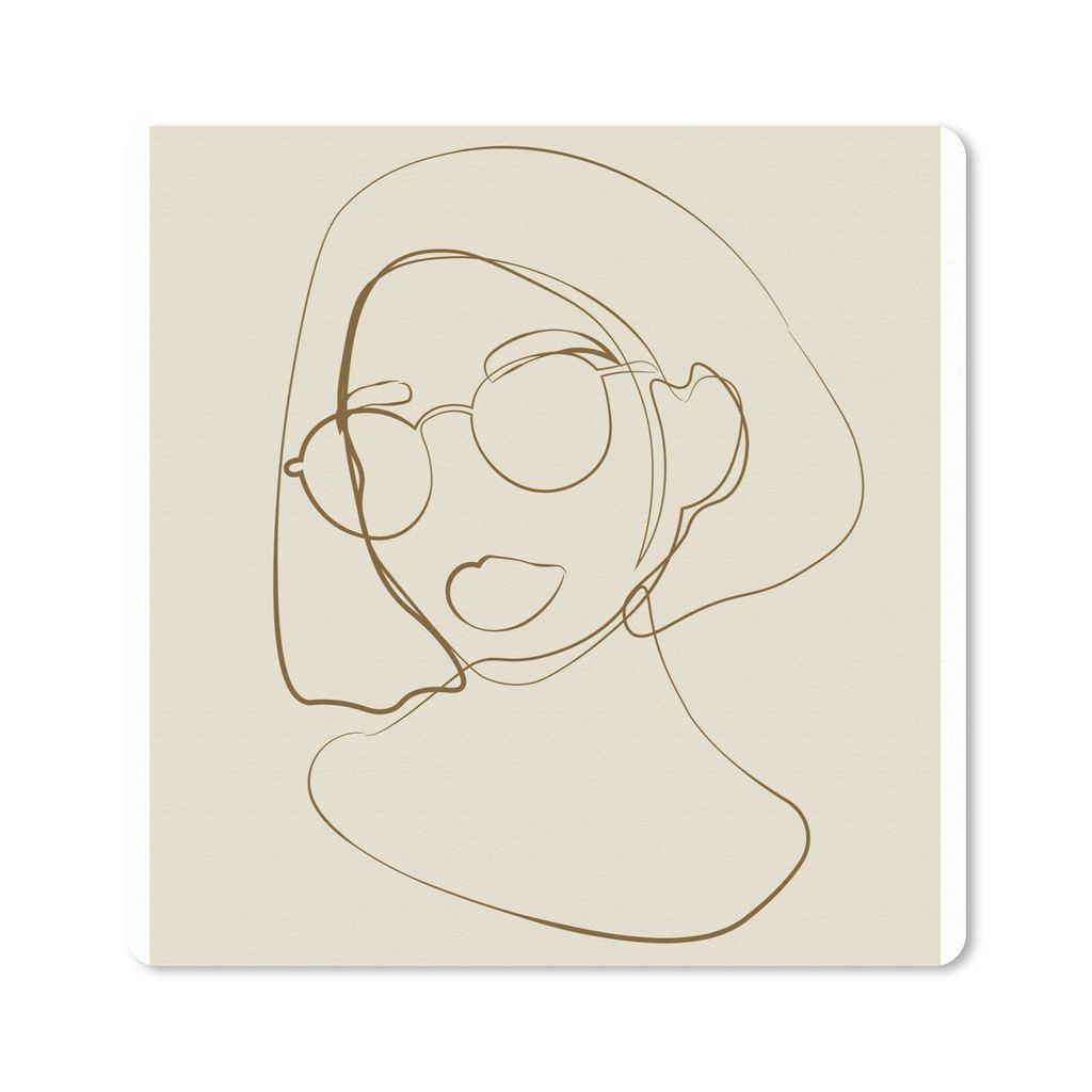 MuchoWow Mauspad Mousepad Frau - Linienkunst - Minimalismus 30x30 cm - Mousepads - Maus Mat - Pad - Mausunterlage - Gaming