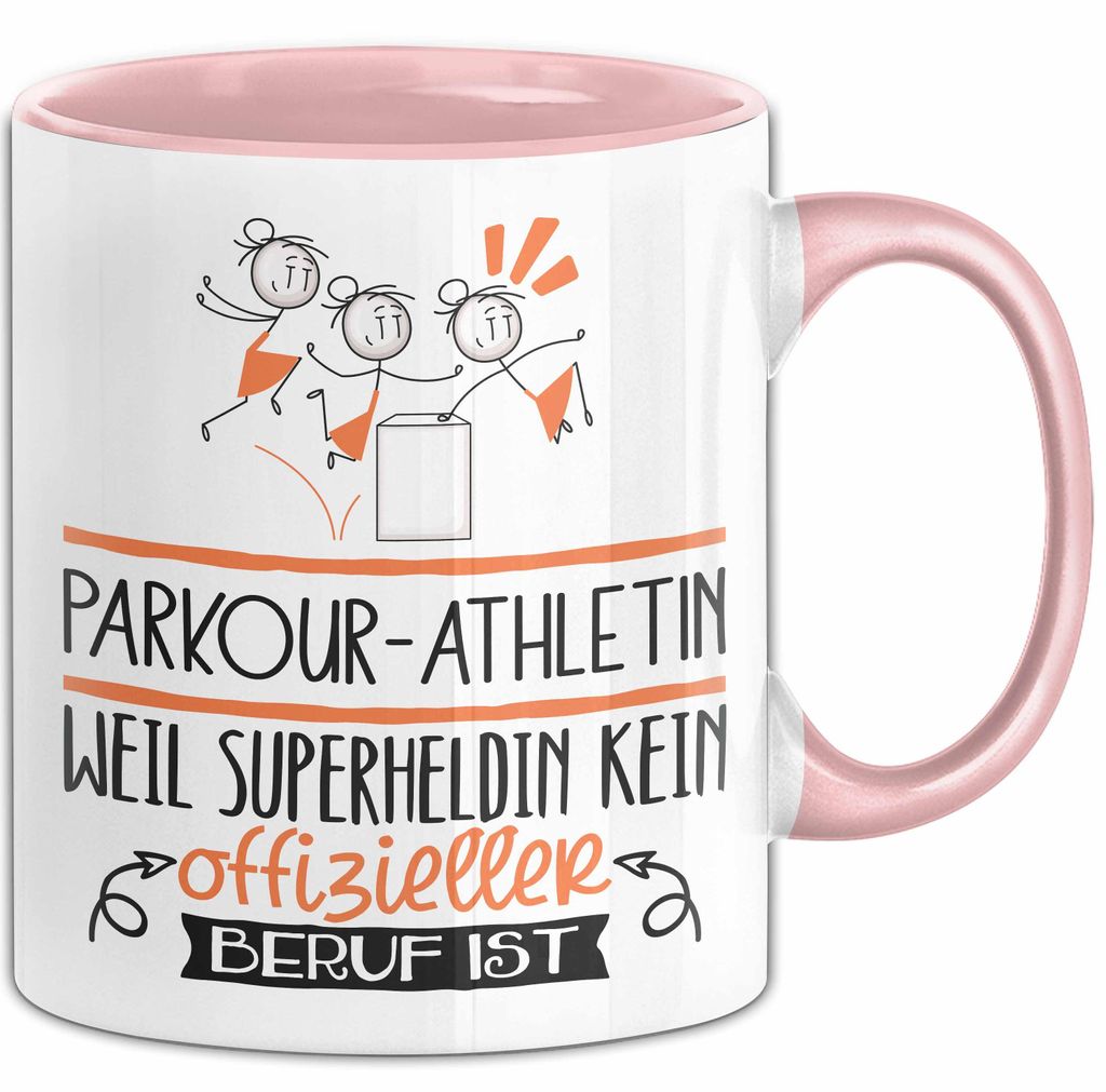 Parkour-Athletin Geschenk Tasse Lustiger Spruch Parkour-Athletin Weil Superheldin Kein Offizieller Beruf Ist Geschenkidee (Rosa)