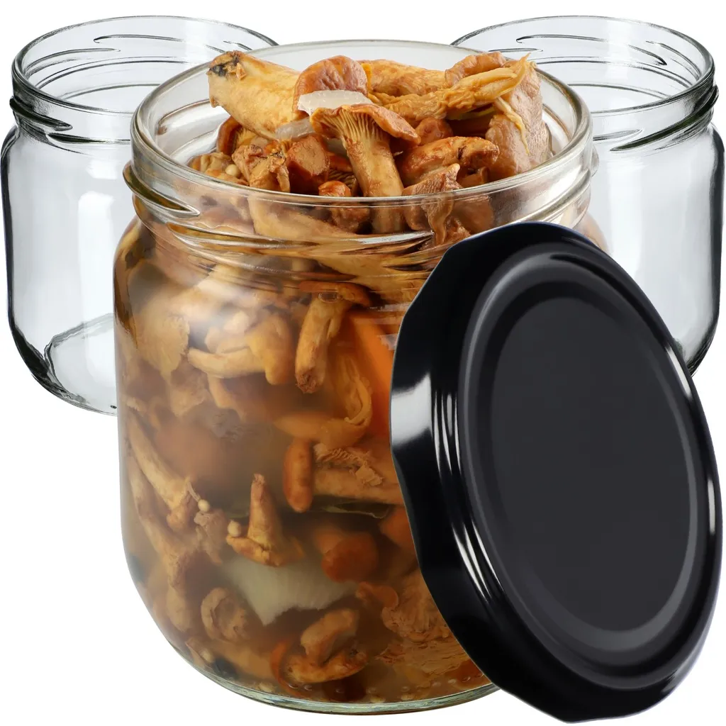 KADAX Barattoli per Conserve Salla 425ml con Coperchio Nero 48 Pezzi - 11