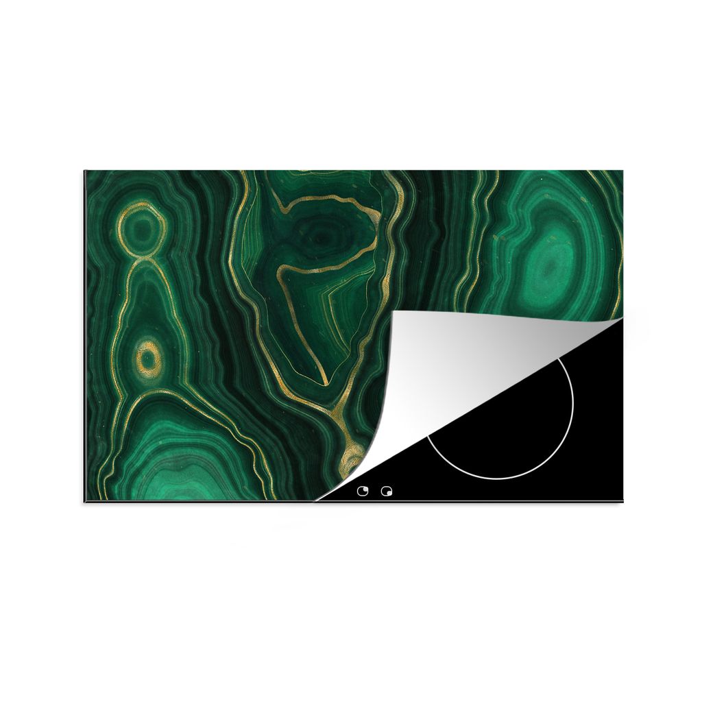 KitchenYeah Herdabdeckplatte Gold - Grün - Achatstein - Geode - Marmor , 91x52cm, Küche Deko, Glaskeramikfeld Herdabdeckung, Abdeckplatte fùr ...