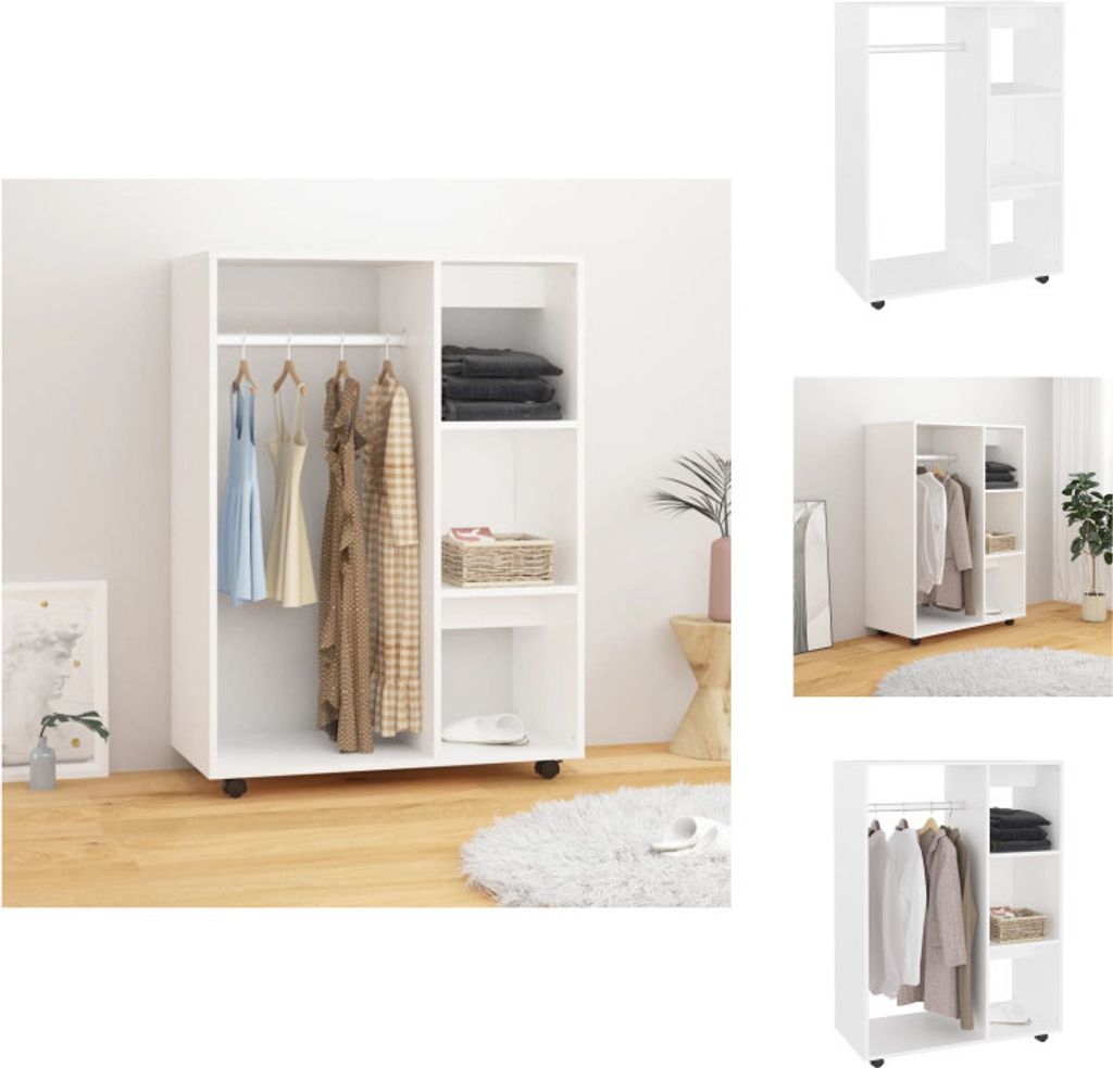 vidaXL Kleiderschrank Weiß 80x40x110 cm Holzwerkstoff - Kleiderschränke
