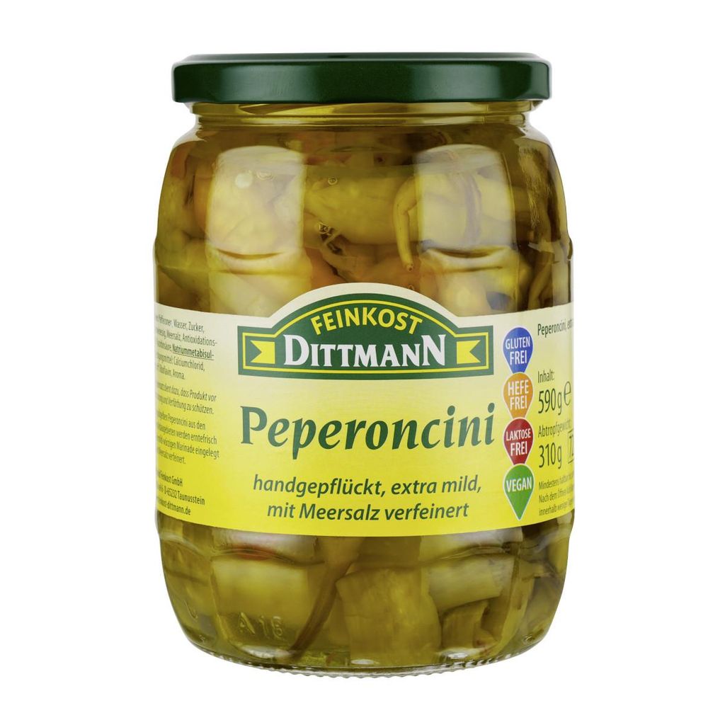 Feinkost Dittmann goldgelbe Peperoncini handgepflückt extra Produktbild 