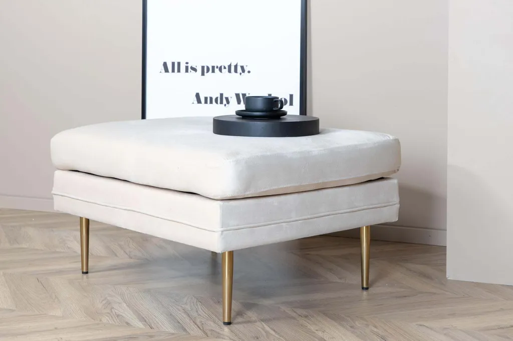 Ottoman Large Beige 90cm - Solution Assise d'Appoint Chic et Stable Or - 5