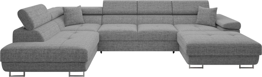 MIRJAN24 Wohnlandschaft Torezio Bis, Stilvoll Eckcouch mit Bettkasten und Schlaffunktion, Einstellbare Kopfstützen, 346x203x70-90 cm (Farbe: Lux 0...