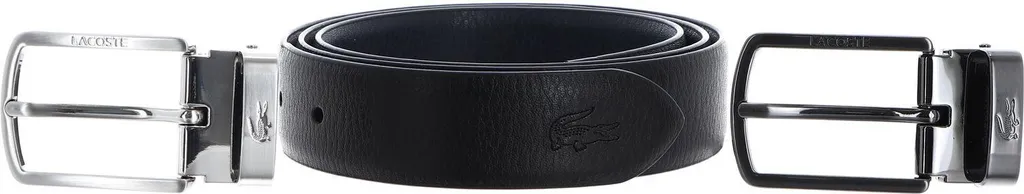 LACOSTE Pelle cintura Elegance Reversible Stitched Box Belt W110 Noir Marine nero blu scuro