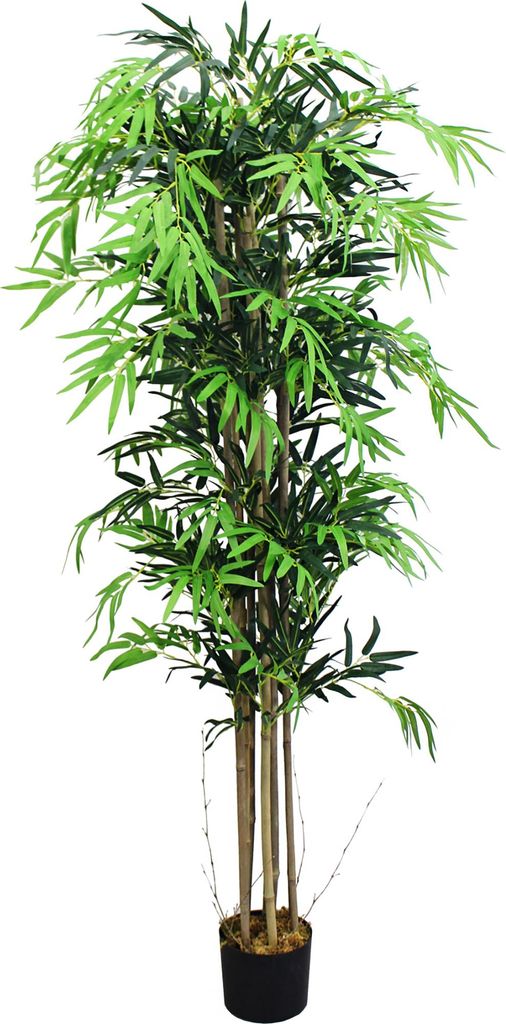 Bambus Bambus-Strauch Kunstpflanze Kunstbaum Bambusbaum Baum Künstliche Pflanze Bamboo Künstlich Echtholzstamm Innendekoration Deko 180 cm Decovego