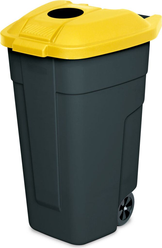 100 Liter Tonne mit Einwurföffnung im Deckel, BxTxH 510x550x850 mm,schwarz/beige