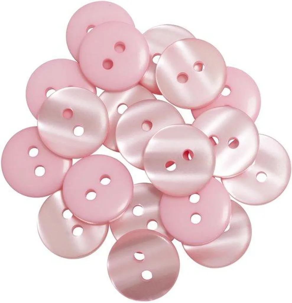 Boutons en plastique à coudre Ø 15 mm rose pâle - Lot de 20 pièces