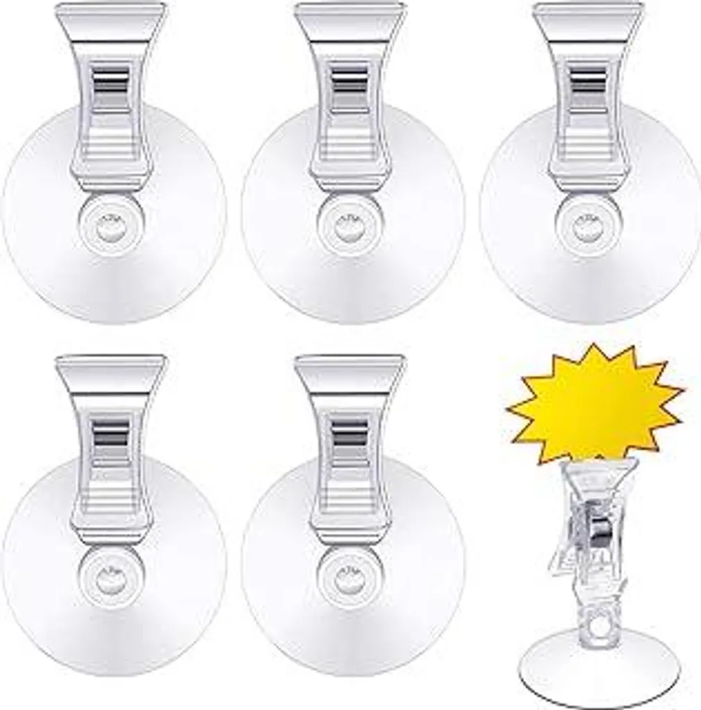 5 ganci a ventosa, ventose per auto con morsetto, porta biglietti di parcheggio per parabrezza, clip a ventosa per finestrini, clip di fissaggio per permessi di parcheggio, ganci a ventosa per biglietti di parcheggio, per acquari e finestre